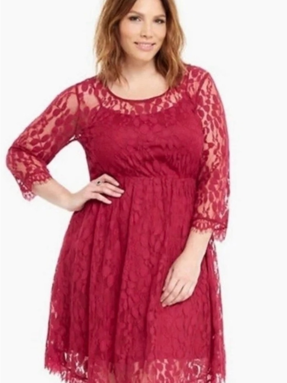 Torrid size 14 Red Lace Fit-and-Flare Dress